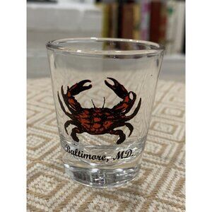 Baltimore MD Crab Shot Glass Clear Souvenir 2 oz